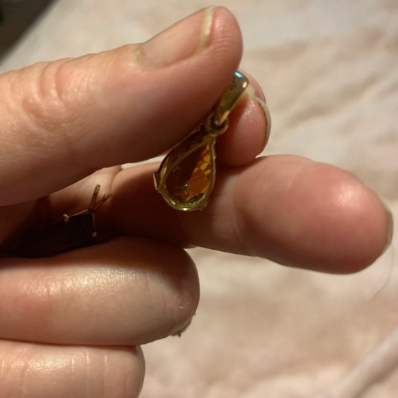 Estate 14k Citrine Lg bale pendant - Picture 3 of 5